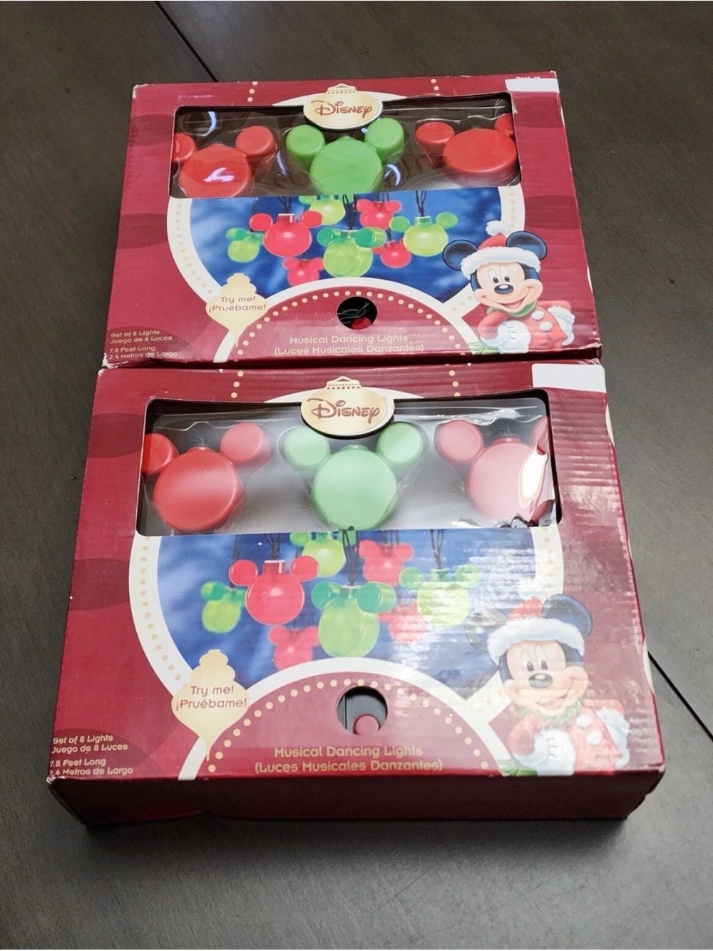 New 2 Boxes VTG Gemmy Disney Mickey Mouse X-Mas Blinking String Lights - Rare
